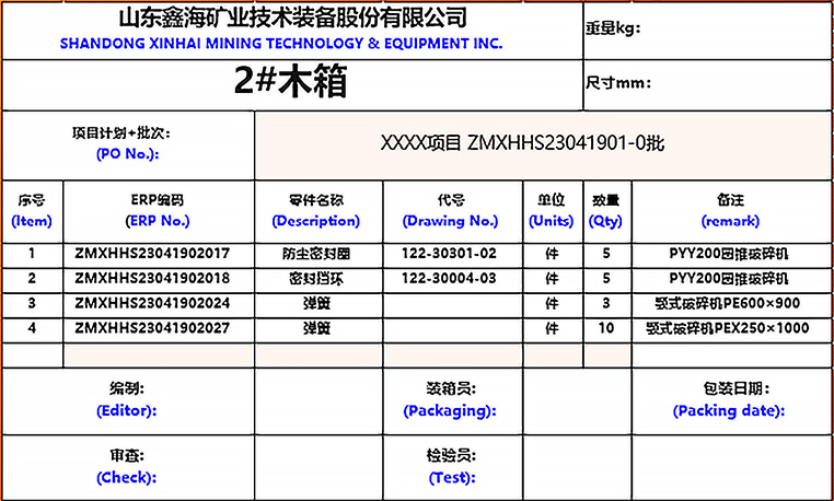 卸车编号及对应的裸装、集装箱、木箱等货物编号表
